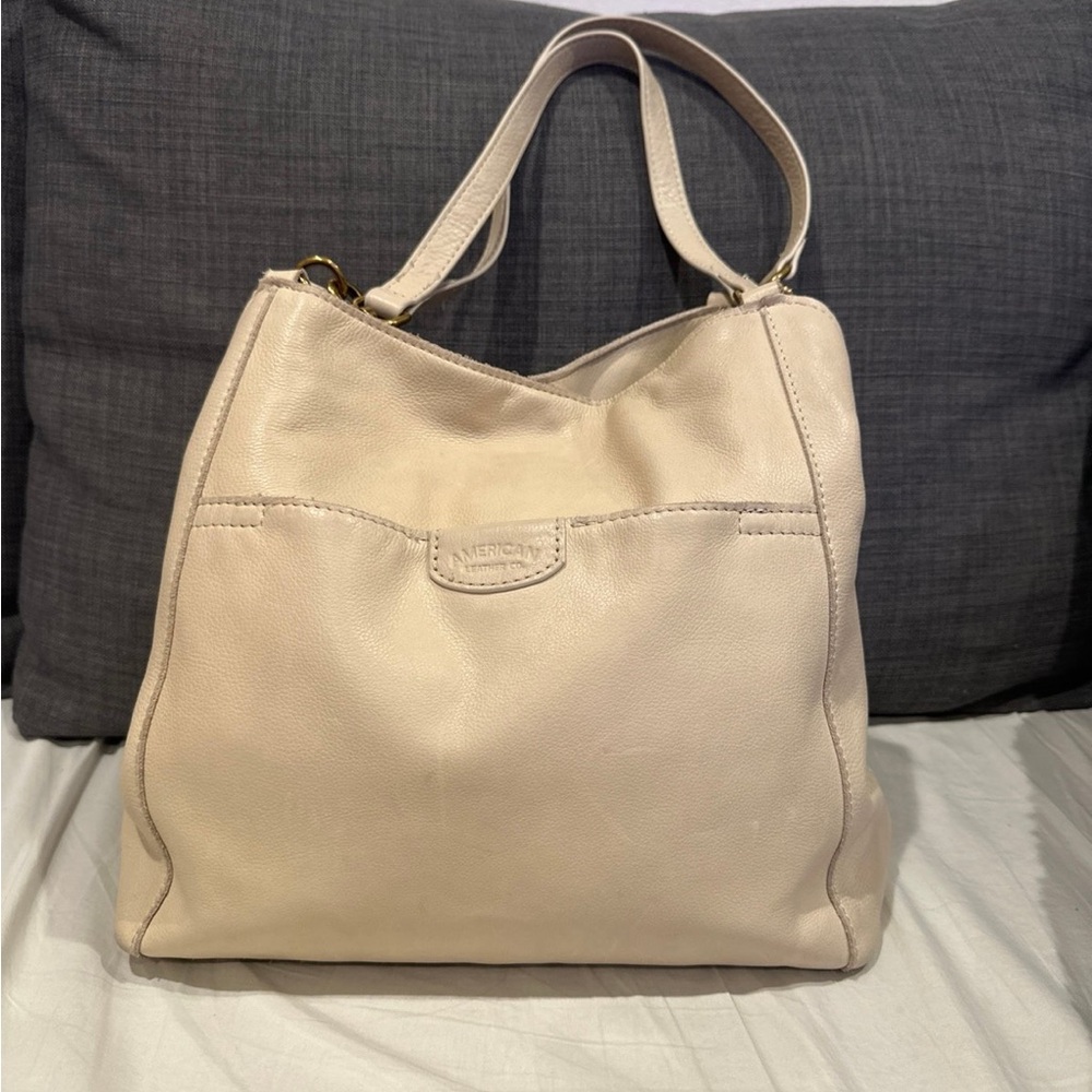 American Leather Cream Shoulder Bag